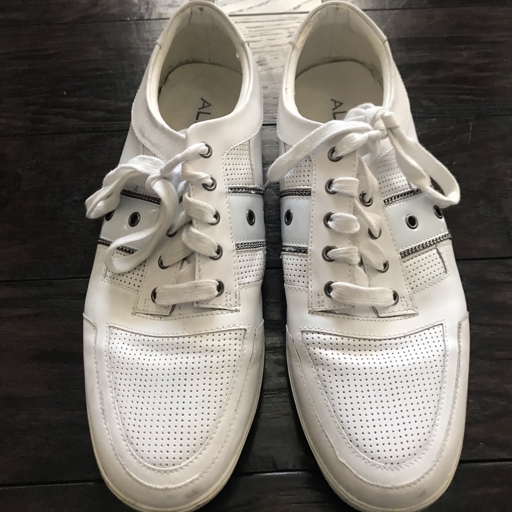 Aldo White Sneakers with metal chain detail
